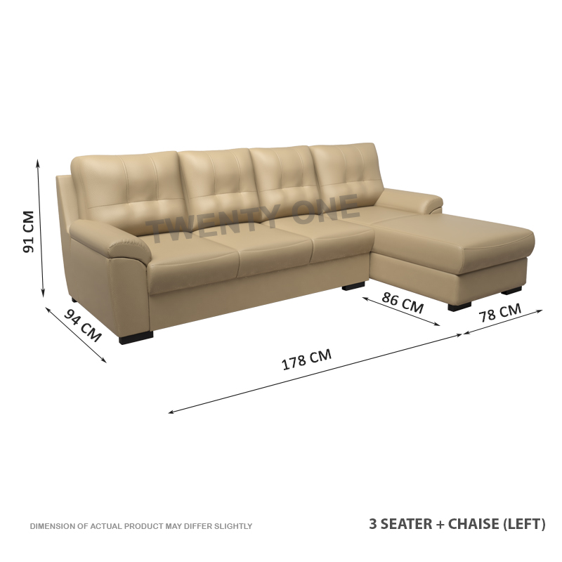 SKH N2136 3 SEATER + L SHAPE HALF LEATHER SOFA 1B LEFT